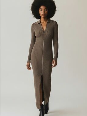 Anthropologie Sparkle Ribbed Metallic Brown Cardigan